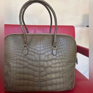 $20K Giorgio Armani Olive Alligator Skin Satchel Weekender bag